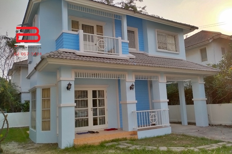 บ้านเดี่ยว 2 ชั้น หลังริม โครงการ นราวัลย์ เนื้อที่ 66.6 ตรว. มี 3 ห้องนอน 2 ห้องน้ำ ถนนสายไหม เขตสายไหม