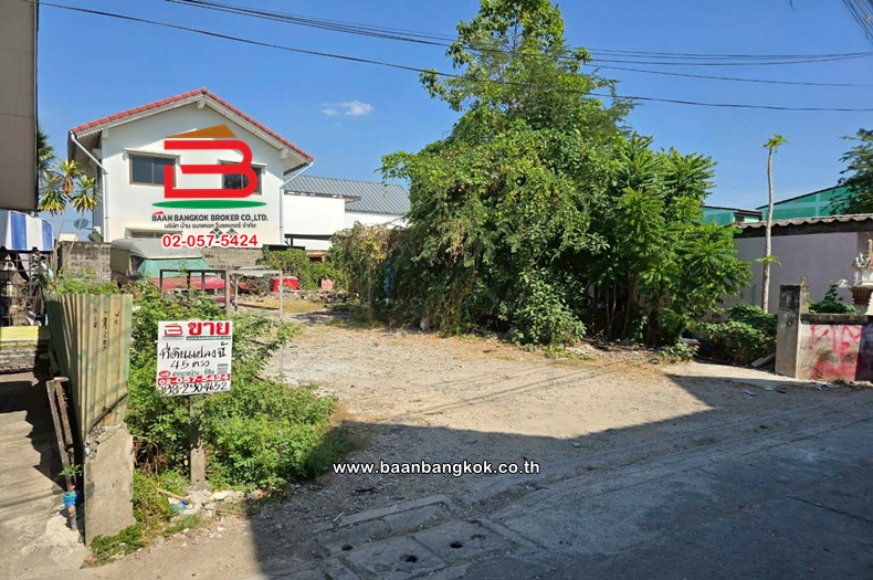 ที่ดินเปล่า เนื้อที่ 45 ตร.ว. แบริ่ง 48 (ซอยขวัญยืน) ด่านสำโรง 50/25 ถนนศรีนครินทร์ ตำบลสำโรงเหนือ อำเภอเมืองสมุทรปราการ สมุทรปราการ    