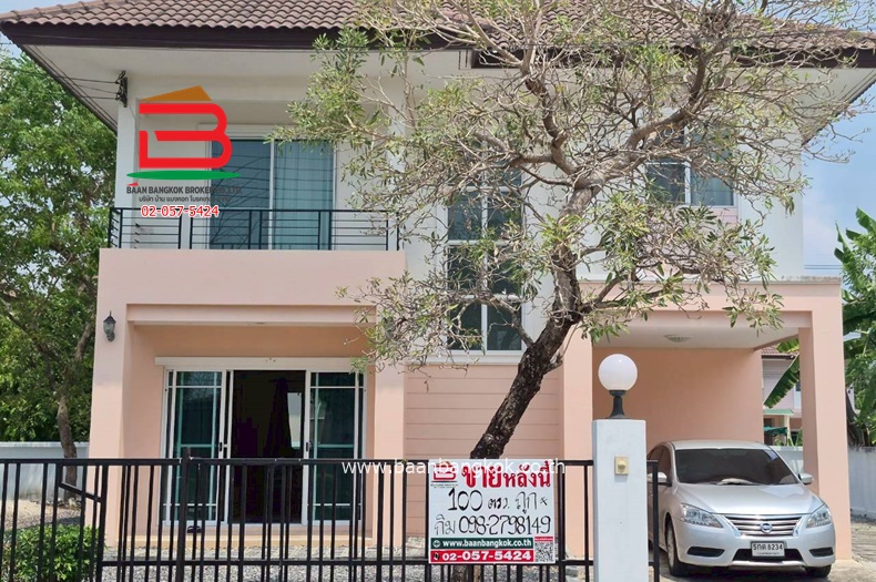 บ้านเดี่ยว 2 ชั้น ดิ เอ็กซ์เทนโซ ประชาสำราญ 2 (ใกล้สถานีตำรวจประชาสำราญ) เนื้อที่ 101 ตรว. ถนนประชาสำราญ แขวงคลองสิบสอง เขตหนอกจอก 